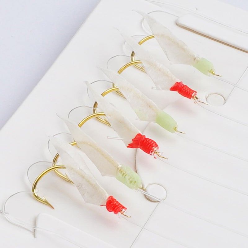 OROOTL Fishing Bait Rigs Saltwater, 6 Packs Surf Fishing Rigs with Sharp Hooks Fish Skin Feather Swivel Snap Glow Saltwater Lures Sea Bass Cod Herring Hook Rig Size 4 6 8 - Image 4